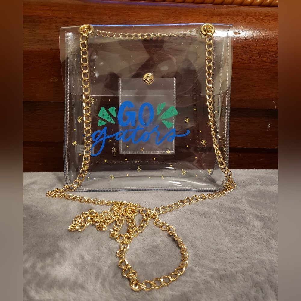 Go Gators Clear Purse with Gold Chain Strap